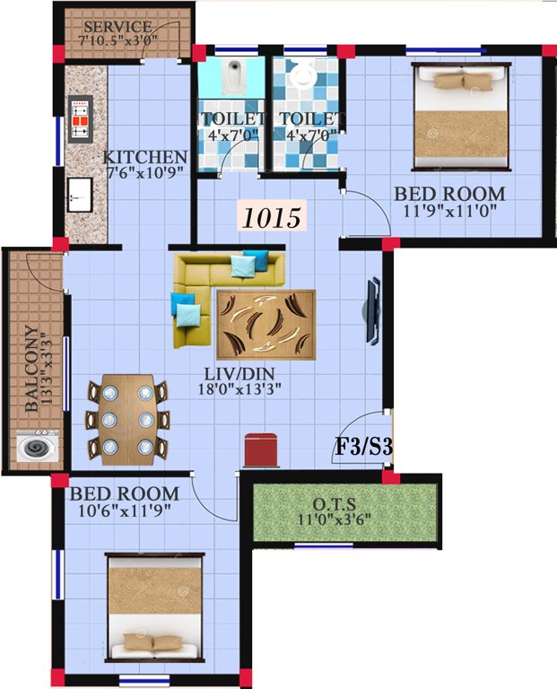 Reputed SL Enclave (2BHK+2T (1,015 sq ft) 1015 sq ft)