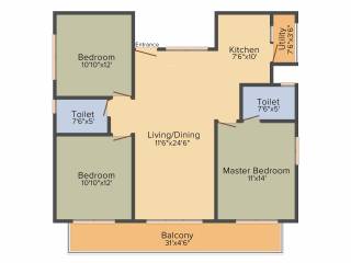 Dhammanagi Gladiola Gardenia (3BHK+2T (1,399 sq ft) 1399 sq ft) Dhammanagi Gladiola Gardenia (3BHK+2T (1,399 sq ft) 1399 sq ft)
