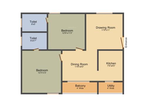 Alekhya Wood Rose (2BHK+2T (1,095 sq ft) 1095 sq ft)