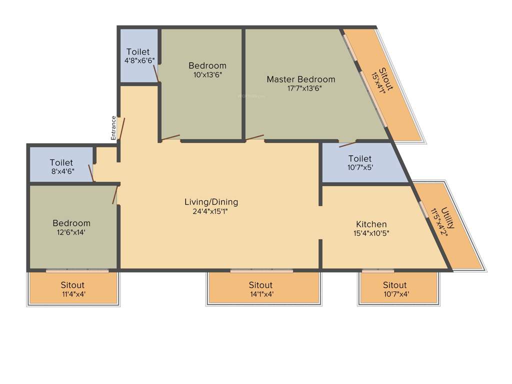 Green Green Fontana (3BHK+3T (1,810 sq ft) 1810 sq ft)