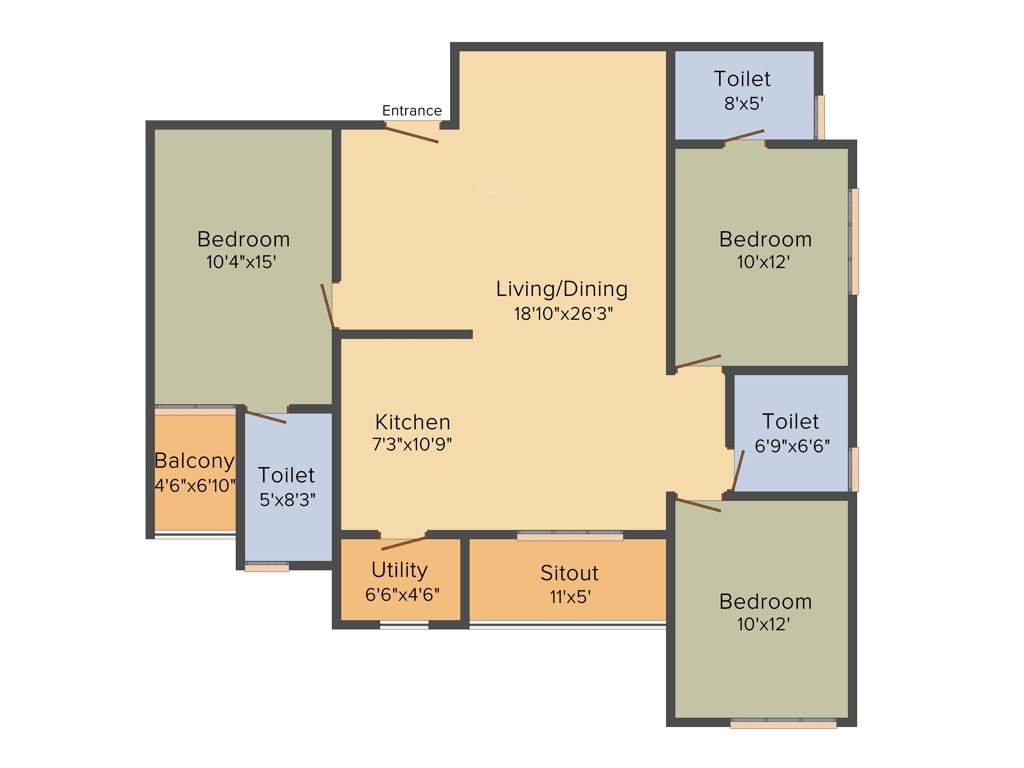 Vajram Elina (3BHK+3T (1,464 sq ft) 1464 sq ft)