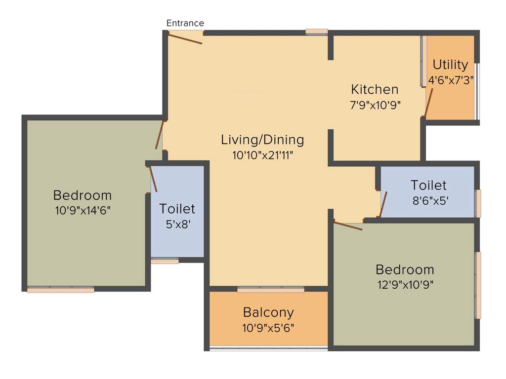 Vajram Elina (2BHK+2T (1,157 sq ft) 1157 sq ft)