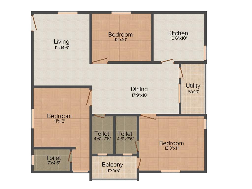 Concrete Guitar (3BHK+3T (1,510 sq ft) 1510 sq ft)