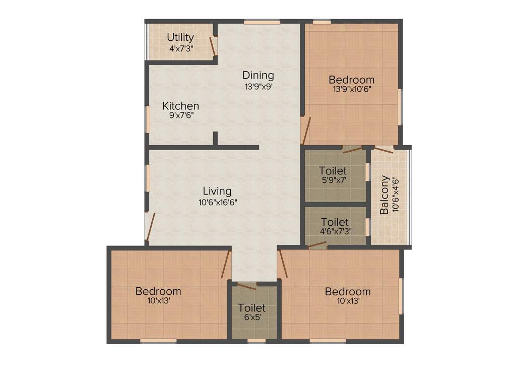 Concrete Guitar (3BHK+3T (1,525 sq ft) 1525 sq ft)