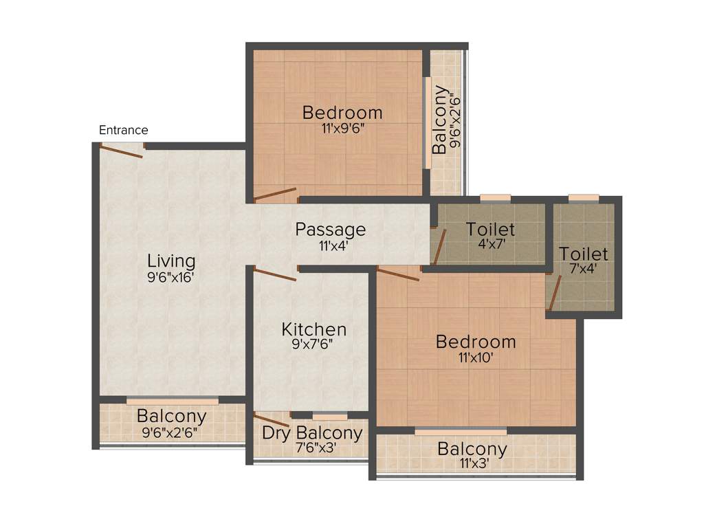 RMP Vandana Heights (2BHK+2T (975 sq ft) 975 sq ft)