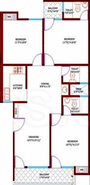 Blue Lotus Orange Tivoli (3BHK+3T (1,493 sq ft) 1493 sq ft)