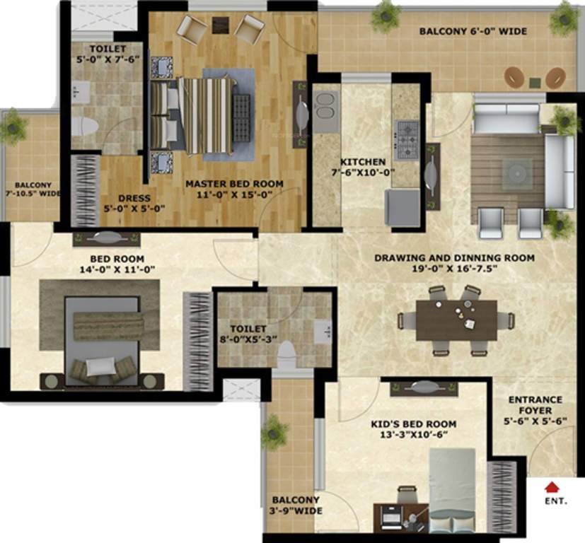Harji Housing AND Infrastructures Pvt Ltd Highland Towers (3BHK+2T (1,420 sq ft) 1420 sq ft)
