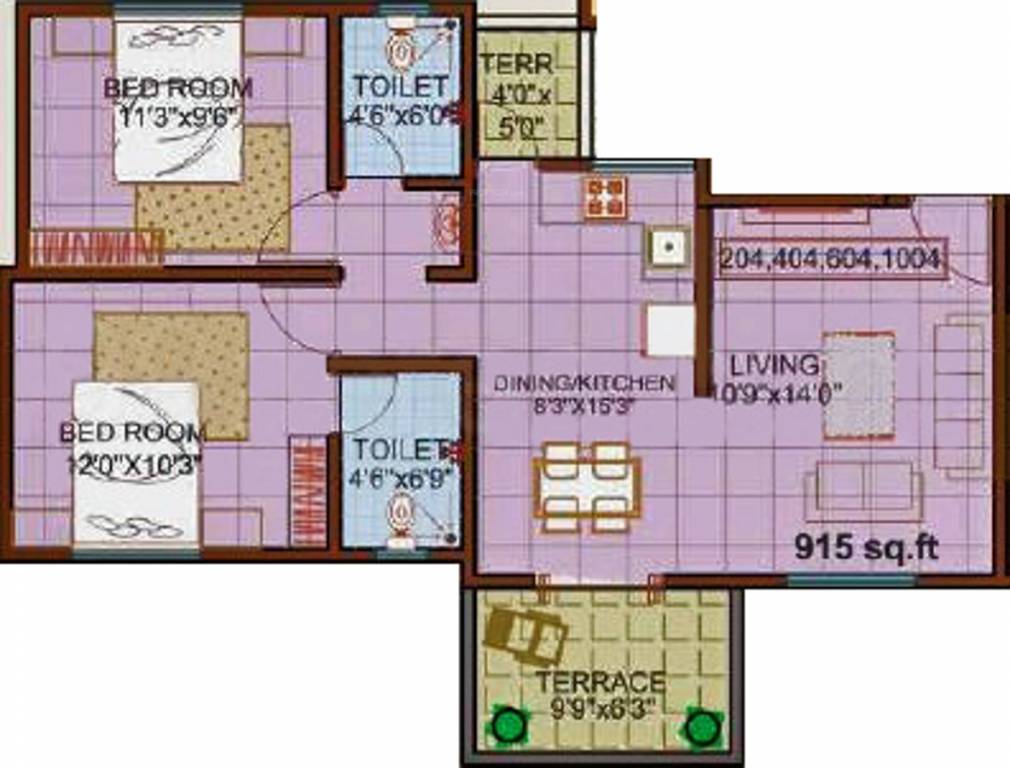 Ideal Balaji Vishwa (2BHK+2T (915 sq ft) 915 sq ft)