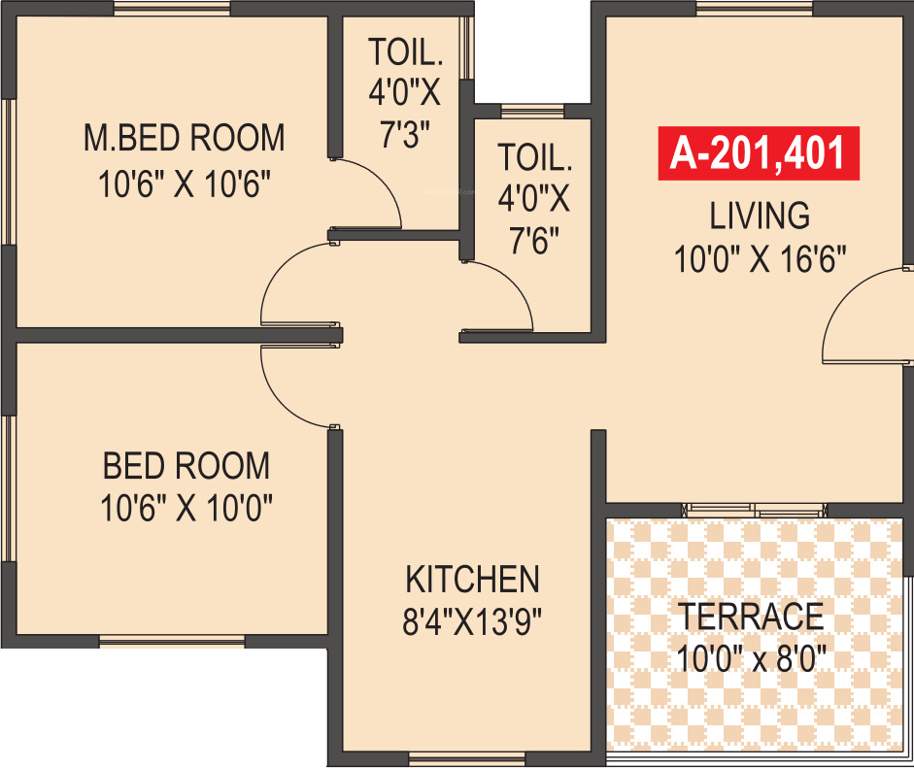 Lanke Palm Avenue (2BHK+2T (849 sq ft) 849 sq ft)