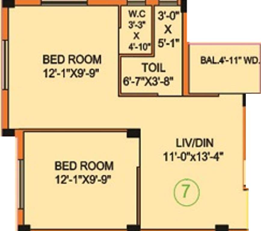 Housing Havens (2BHK+2T (618 sq ft) 618 sq ft)