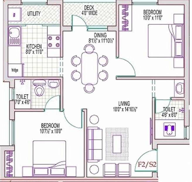 Reputed Sun Flats (2BHK+2T (881 sq ft) 881 sq ft)