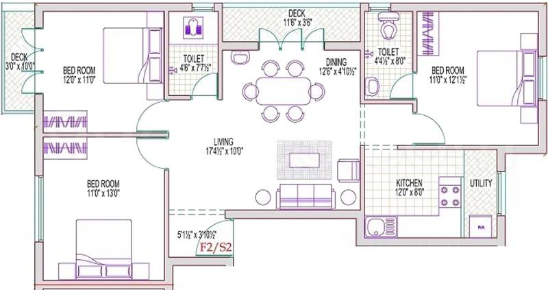 Reputed Sun Flats (3BHK+2T (1,236 sq ft) 1236 sq ft)