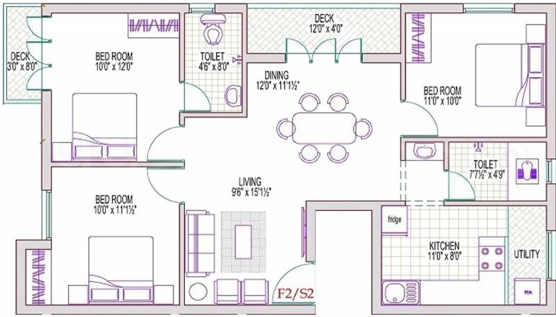 Reputed Sun Flats (3BHK+2T (1,178 sq ft) 1178 sq ft)