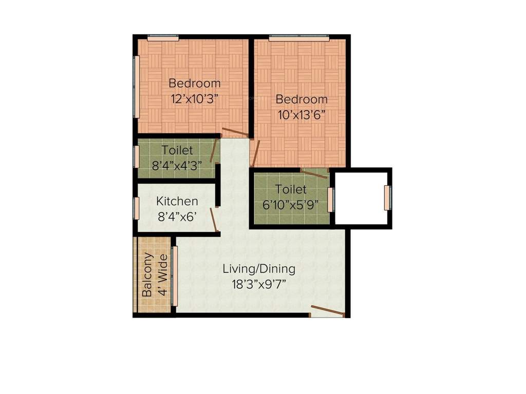 Jamuna Shree (2BHK+2T (924 sq ft) 924 sq ft)