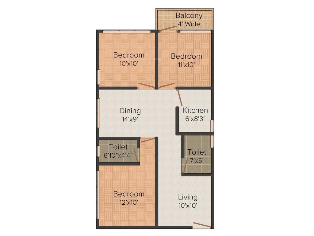 Jamuna Shree (3BHK+3T (1,123 sq ft) 1123 sq ft)