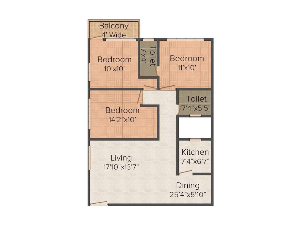 Jamuna Shree (3BHK+3T (1,256 sq ft) 1256 sq ft)