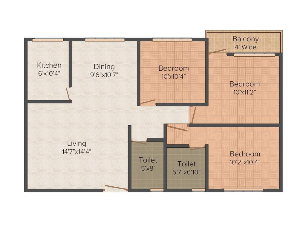 Jamuna Shree (3BHK+2T (1,318 sq ft) 1318 sq ft)