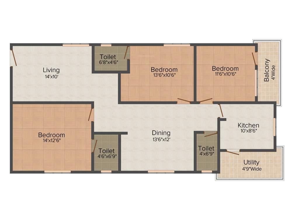 Happy Vasanthaa Happy Homes Nest (3BHK+3T (1,520 sq ft) 1520 sq ft)
