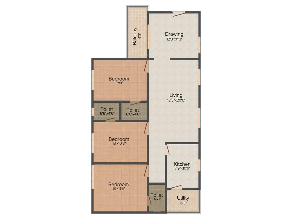 Happy Vasanthaa Happy Homes Nest (3BHK+3T (1,570 sq ft) 1570 sq ft)