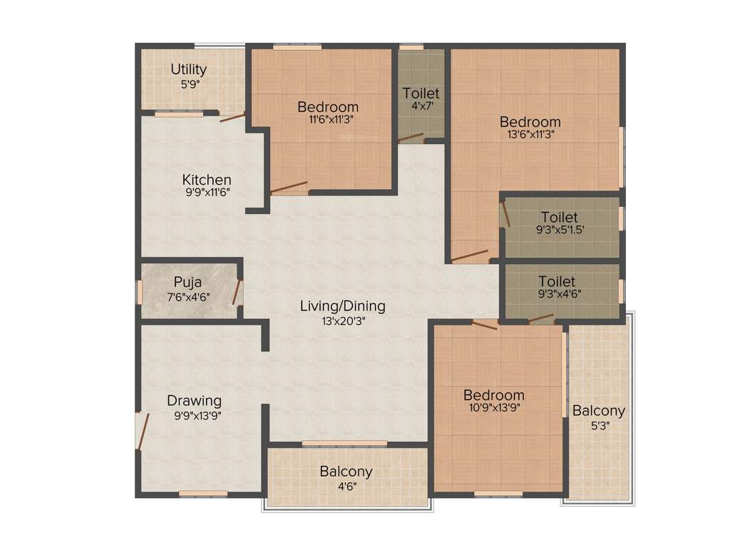 Happy Vasanthaa Happy Homes Nest (3BHK+3T (1,880 sq ft) + Pooja Room 1880 sq ft)