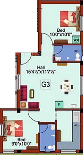 Rajus Rail View (2BHK+2T (733 sq ft) 733 sq ft)