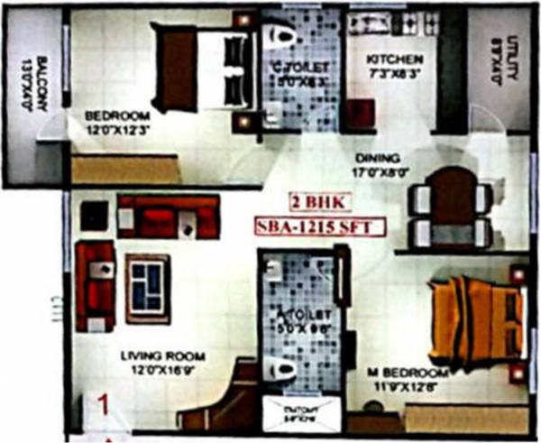 Sri Windsor Homes (2BHK+2T (1,215 sq ft) 1215 sq ft)