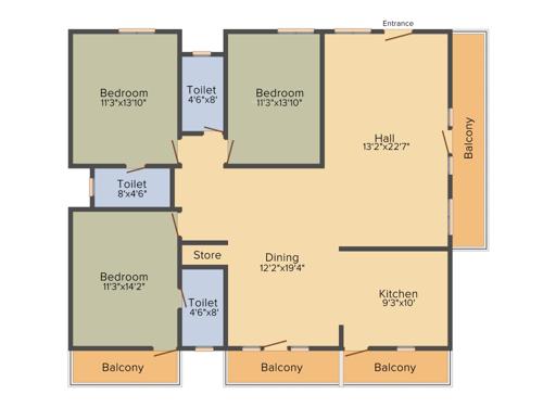 Sattva Shubham (3BHK+3T (1,872 sq ft) 1872 sq ft) Sattva Shubham (3BHK+3T (1,872 sq ft) 1872 sq ft)