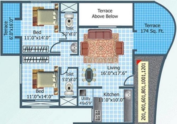 Nandgude Sulochana City (2BHK+2T (1,174 sq ft) 1174 sq ft)