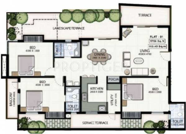 Navin Srivatsam (3BHK+3T (1,753 sq ft) 1753 sq ft)