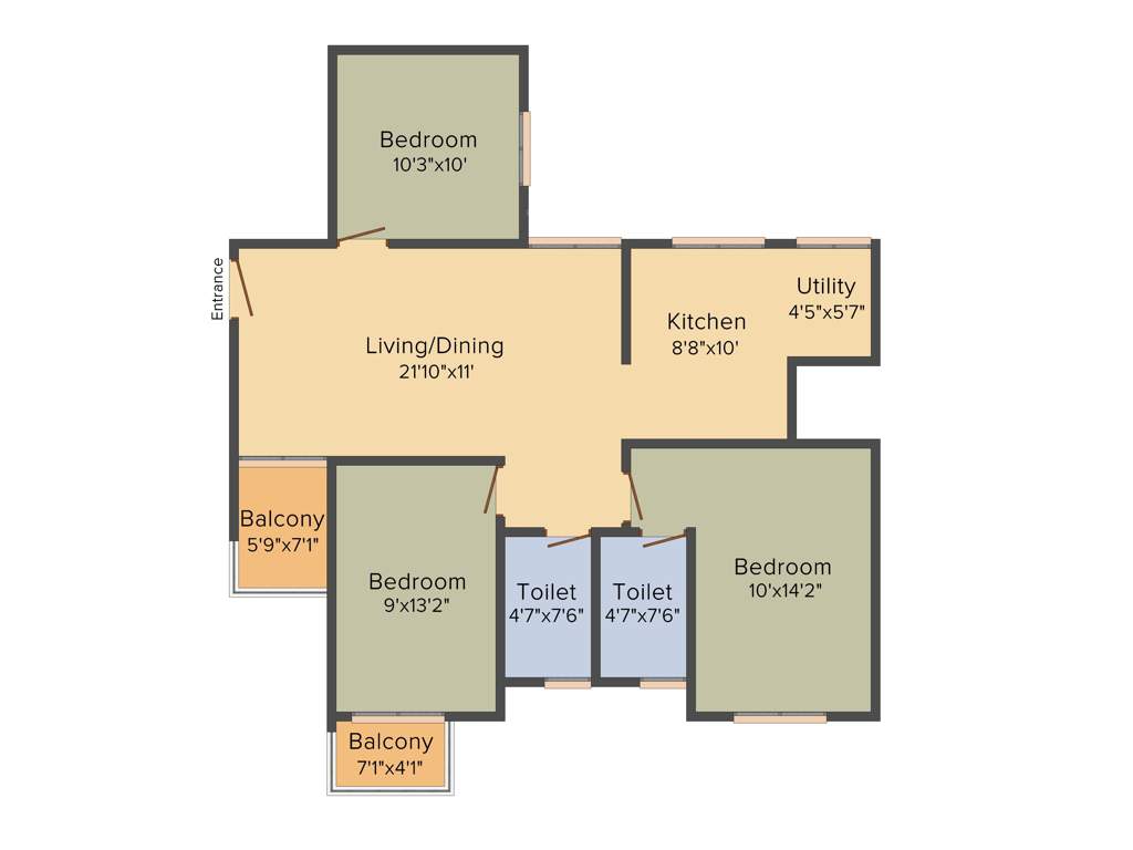 Habitat Iluminar (3BHK+3T (1,288 sq ft) 1288 sq ft)