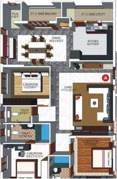Manisha Construction Yashodan Residency (3BHK+3T (1,337 sq ft) + Pooja Room 1337 sq ft)