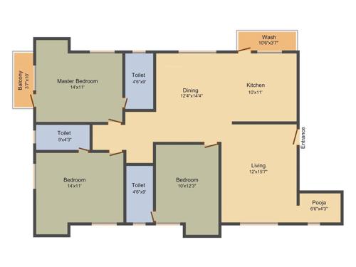 India Vidya Vivat (3BHK+3T (1,613 sq ft) + Pooja Room 1613 sq ft)