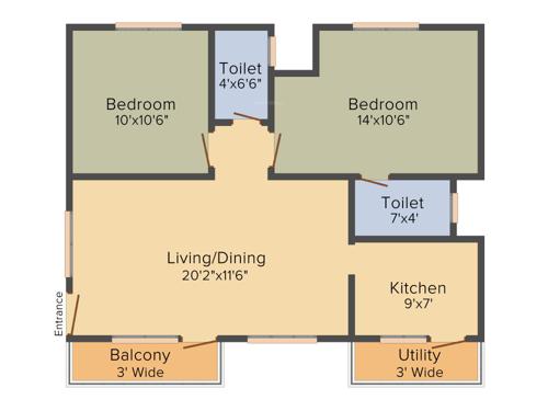 Spatika Anjandri Enclave (2BHK+2T (1,100 sq ft) 1100 sq ft)