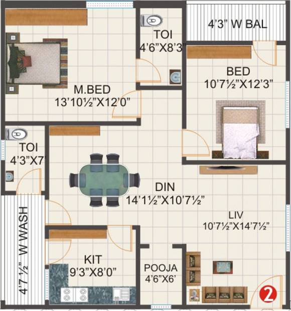 Sri Enclave (2BHK+2T (1,240 sq ft) + Pooja Room 1240 sq ft)