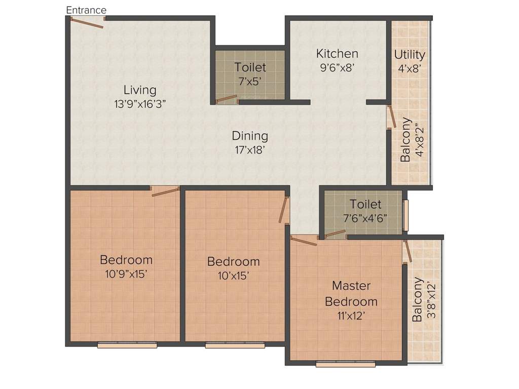 Sri Sai Royal Residency (3BHK+2T (1,445 sq ft) 1445 sq ft)
