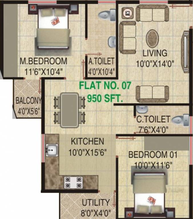 VR Meadows (2BHK+2T (950 sq ft) 950 sq ft) VR Meadows (2BHK+2T (950 sq ft) 950 sq ft)