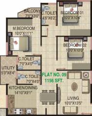 VR Meadows (3BHK+3T (1,156 sq ft) 1156 sq ft) VR Meadows (3BHK+3T (1,156 sq ft) 1156 sq ft)