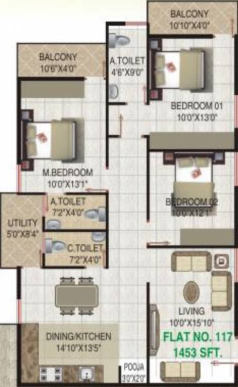 VR Meadows (3BHK+3T (1,453 sq ft) 1453 sq ft) VR Meadows (3BHK+3T (1,453 sq ft) 1453 sq ft)