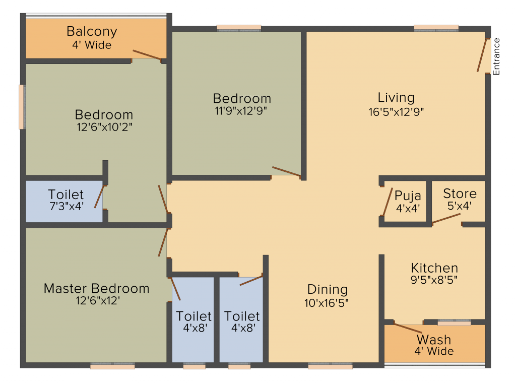 Gothic Paramount (3BHK+3T (1,625 sq ft) + Pooja Room 1625 sq ft) Gothic Paramount (3BHK+3T (1,625 sq ft) + Pooja Room 1625 sq ft)