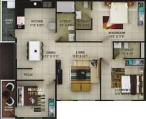 Sai Pardus (3BHK+3T (1,532 sq ft) + Pooja Room 1532 sq ft) Sai Pardus (3BHK+3T (1,532 sq ft) + Pooja Room 1532 sq ft)