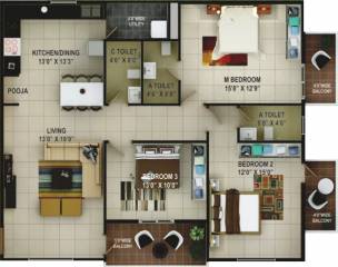 Sai Pardus (3BHK+3T (1,756 sq ft) + Pooja Room 1756 sq ft) Sai Pardus (3BHK+3T (1,756 sq ft) + Pooja Room 1756 sq ft)