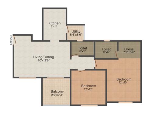 GKG Kingsway (2BHK+2T (1,313 sq ft) 1313 sq ft)