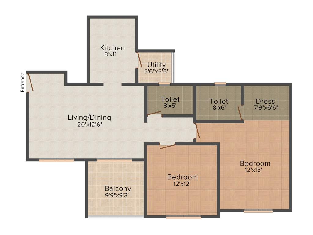 GKG Kingsway (2BHK+2T (1,313 sq ft) 1313 sq ft)