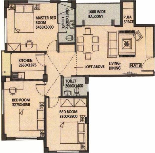 Agate Akash (3BHK+2T (1,407 sq ft) + Pooja Room 1407 sq ft)