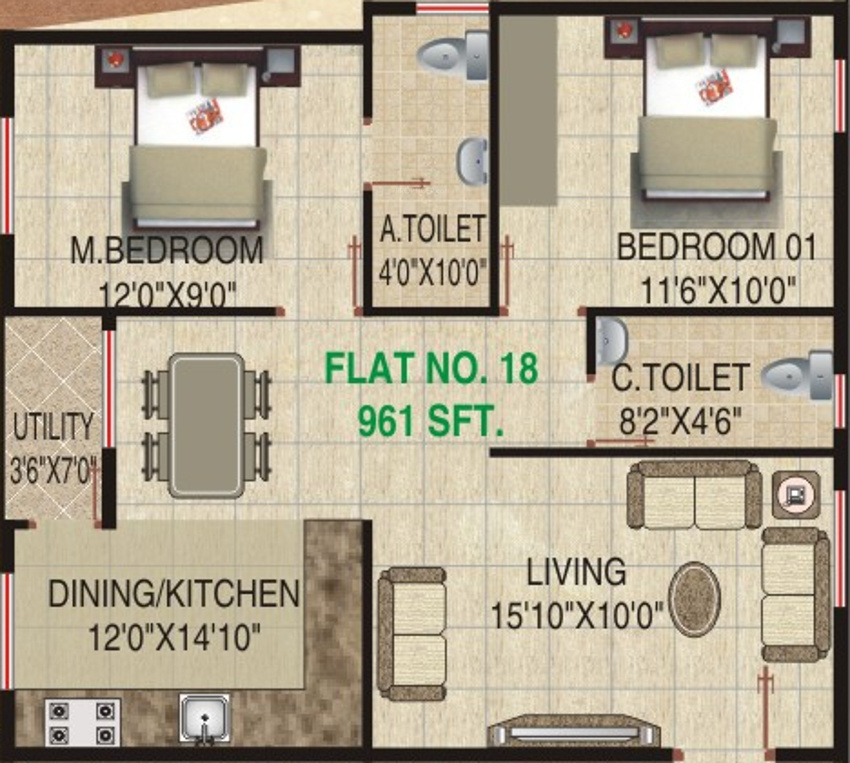 VR Meadows (2BHK+2T (961 sq ft) 961 sq ft) VR Meadows (2BHK+2T (961 sq ft) 961 sq ft)