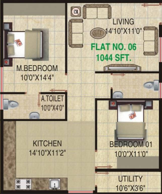 VR Meadows (2BHK+2T (1,044 sq ft) 1044 sq ft) VR Meadows (2BHK+2T (1,044 sq ft) 1044 sq ft)