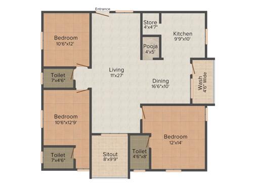 Infocity Inspire (3BHK+3T (1,730 sq ft) + Pooja Room 1730 sq ft)