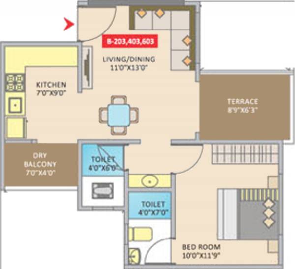 Shankeshwar Crimson (1BHK+2T (661 sq ft) 661 sq ft)