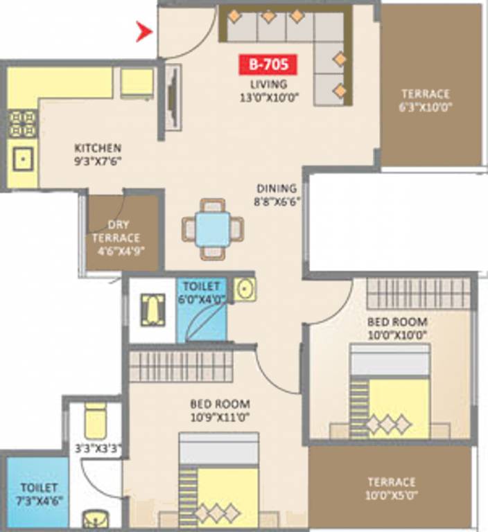 Shankeshwar Crimson (2BHK+2T (955 sq ft) 955 sq ft)