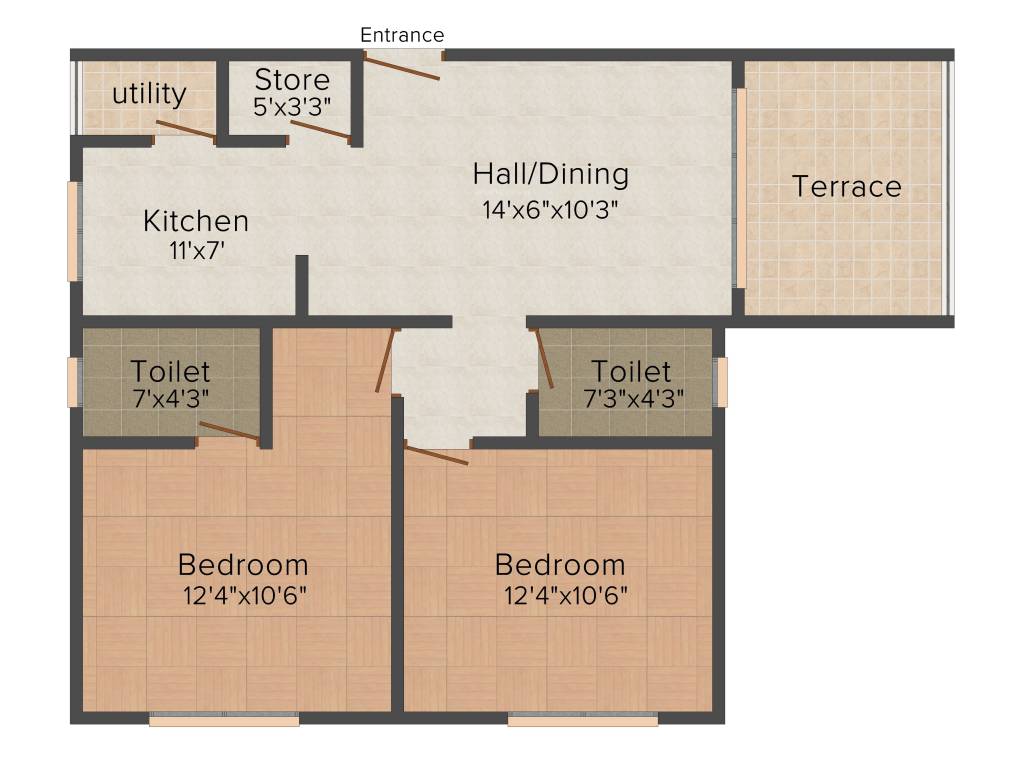 Aditya Pride Tulip (2BHK+2T (910 sq ft) 910 sq ft)